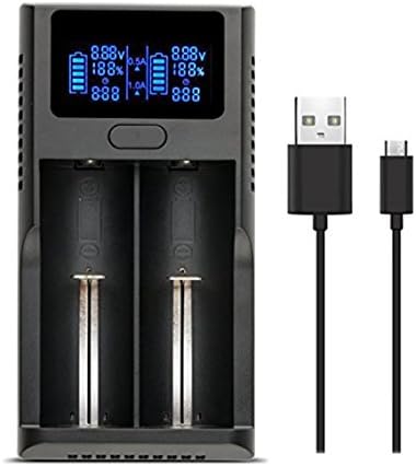 CTEKETIC 2-Bay Li-ion Battery Charger for 18650 26650 18500 18350 17670 16340 14500 10440 with LCD