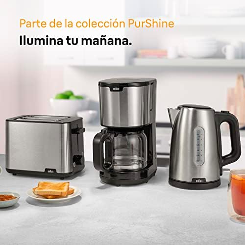 Chaleira elétrica PurShine, base rotativa a 360°, indicador de nível de água, armazenamento de cabos, função de desligamento automático, capacidade de 1,7L, WK1500BK, 2200W, preto