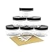 Six 4oz Clear Straight Sided PET Plastic Jars w Labels & Spatulas & Black Lids (6 Jars); Low Profile Refillable Empty BPA-free Containers Great for Cosmetics, Kitchen, Gifts & Travel (6-pack, clear)