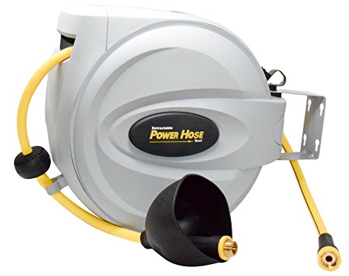 Power Retractable Hose Reel 1/2” x 100 ft, Super Heavy Duty, 500 PSI Burst Strength, 3 Layer Hybrid Hose