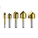 MIBRO 589201 Titanium Coated Wood and Metal Countersink Set, 5 Pieces