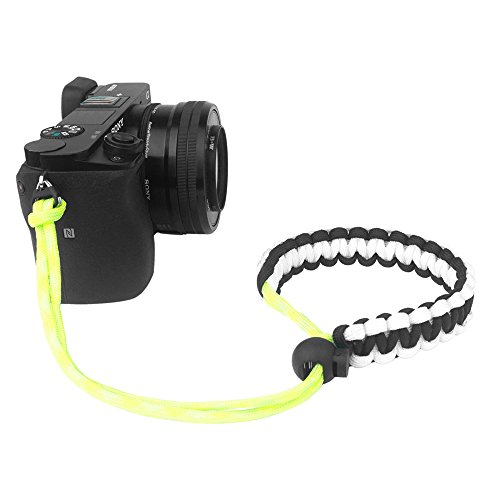FoRapid Braided 550 Paracord Adjustable Camera Wrist Strap / Bracelet for Mirrorless Compact System DSLR Cameras, Binoculars (Black/White/Yellow)