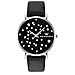 WRISTOLOGY Stella Midnight Womens Silver Boyfriend Watch Black Face Crystal Leather Strap Band