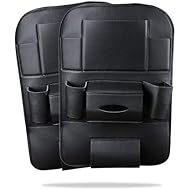 Ergocar 2 Packs PU Leather Car Organisers, Back Seat Protector Coverï¼ŒKick Mat Car Back Seat Organiser with 10.1