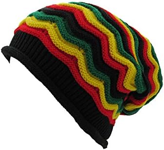 Jamaica Reggae Rasta Slouchy Stripe Baggie Skull Cap