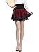 Mullsan Women Red Spinning Cover Stretch Waist Flared Lace Casual Mini Skirt