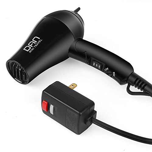 DAN Technology D29 Professional Hair Dryer 1200W, Dual Voltage 125V-250V, Mini Size & Lightweight for Travel, with 2 Styling Nozzles 2 Speeds 2 Heat Settings, ETL Certified (Black) - Thumbnail 6