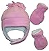 N'ice Caps Girls Soft Sherpa Lined Micro Fleece Pilot Hat and Mitten Set (6-18 Months, Pink Infant)
