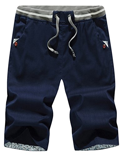 SHENGRUI Men's Casual Shorts Slim Fit Flat Front Shorts for Men