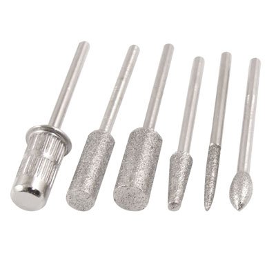 uxcell 6 in 1 2.2mm Mandrel Pedicure Manicure Nail Art File Polishing Bits Tool