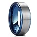 King Will Duo 8mm 10mm Black Brushed Blue Tungsten Carbide Wedding Band Ring Polish Finished Comfort Fit