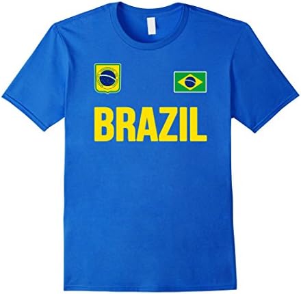 Mens BRAZIL T-shirt Brazilian Flag Soccer Jersey Style Large Royal Blue