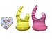 MadisonRose Silicone Baby Bibs, Comfort-Fit Fabric Neck, Rolls Up for Storage, Pink/Yellow