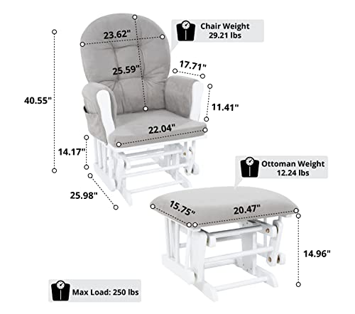 Rocking Chair Wood Nursery Glider Ottoman Set With Cushion Home