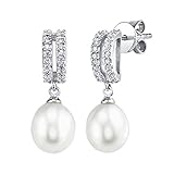 8mm White Freshwater Cultured Pearl & Crystal Blake Earrings