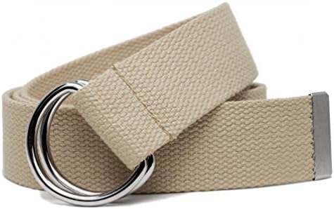 Canvas Web Belt D-Ring Buckle 1.5" Wide with Metal Tip Solid Color