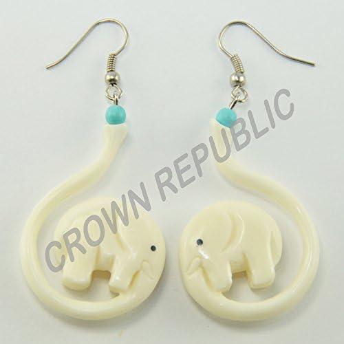 Baby Dumbo Earrings Hooks, Dangling - Bone