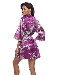 Kimono corto de satén con bolsillos para damas de honor