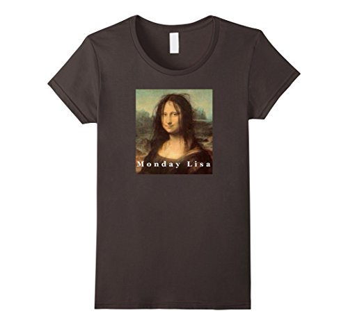 Womens La Gioconda Mona Lisa Funny Monday Art T-Shirt Small Asphalt