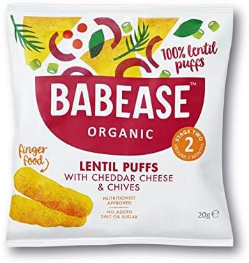 Babease Organic Lentil Cheddar Cheese & Chives Puffs 20g (Pack of 5)