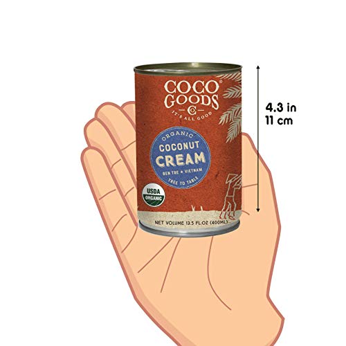 CocoGoods Co. Vietnam Single-Origin Organic Coconut Cream 13.5 oz (Pack of 6) - Gluten-free, Non-GMO, Vegan, Dairy-free