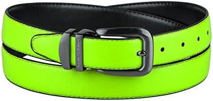 CONCITOR Reversible Belt Solid Colors & Black Bonded Leather Pewter-Tone Buckle