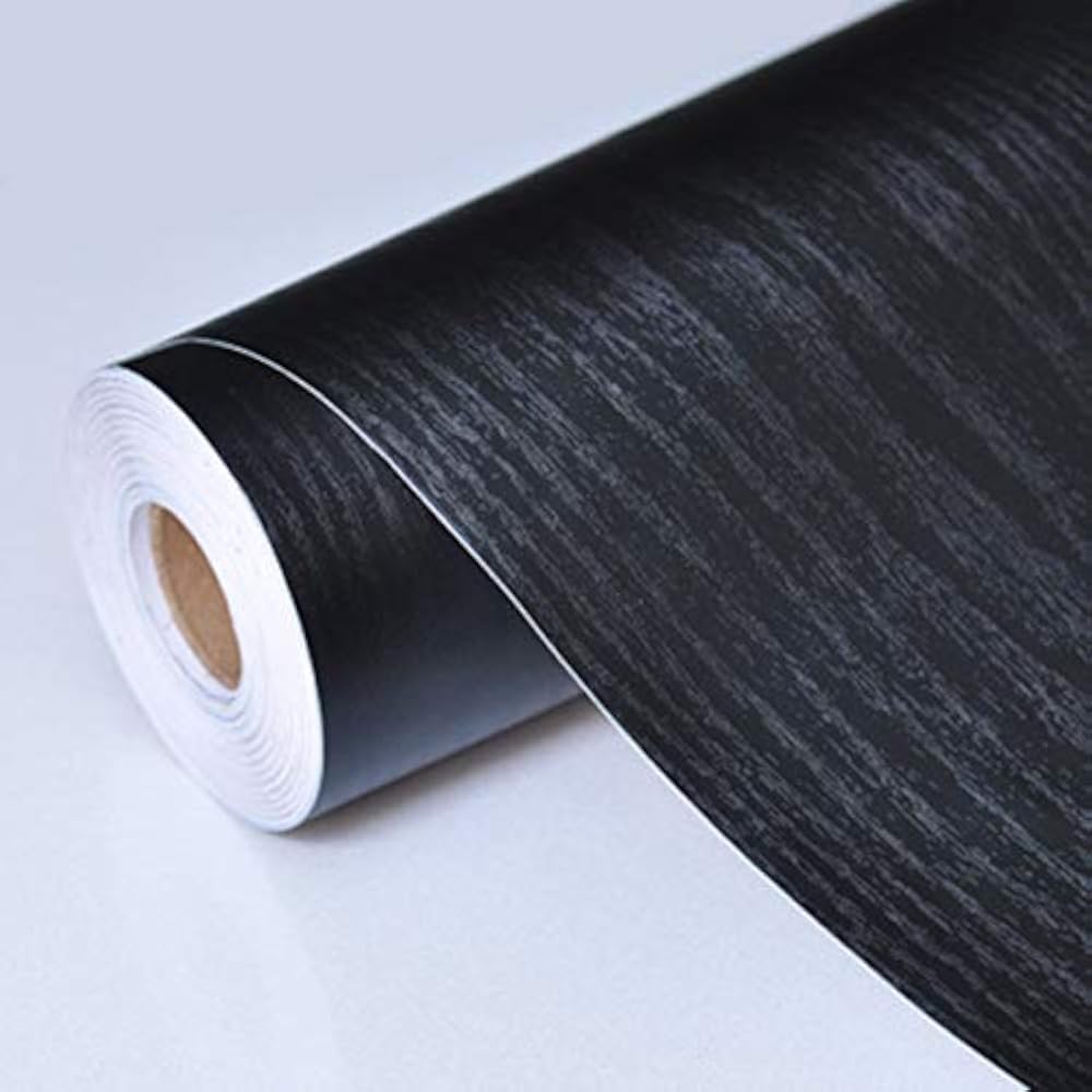 PracticalWs Black Wood Grain Paper Self Adhesive Shelf Liner Door