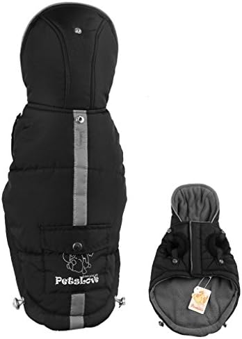 PetsLove Doggie Thickening Jacket Coat Pet Clothes Dog Warm Clothing for Winter Black S