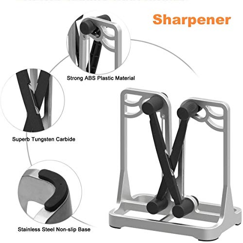 Knife Sharpener, Sharpens, Hones, Polishes Beveled Blades, Standard Blades, Chef\'s Knives - Safe, Easy to Use Kitchen Tools