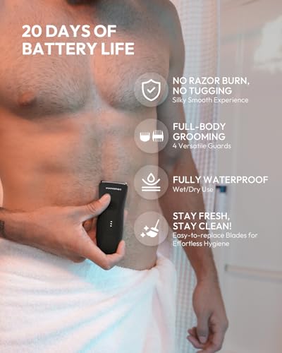 MANSPOT Manscape Groin Hair Trimmer for Men, Electric Ball Trimmer/Shaver, Replaceable Ceramic Blade Heads, Waterproof Wet/Dry Groin & Body Shaver Groomer,90 Minutes Shaving After Fully Charged