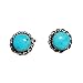 Small Round Stabilized Turquoise Stud Earrings with Twist Wire Border Design Original Zuni Authentic Indian Jewelry