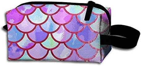 Watercolor Gold Mermaid Fish Scales Mens Ladies Travel Cosmetic Organizer Bag