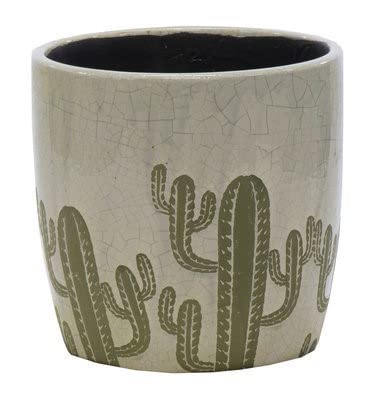 Plant Pot, Ceramic, Green/Grey, 13.5x12.5cm