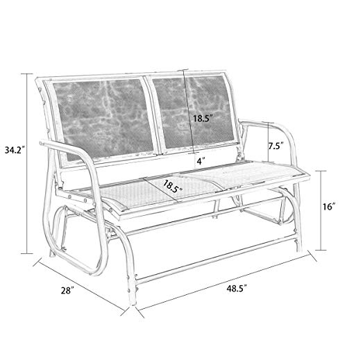 image for Yardeen Outdoor Swing Glider Chair Patio Loveseat Rocking Bench Seatin
