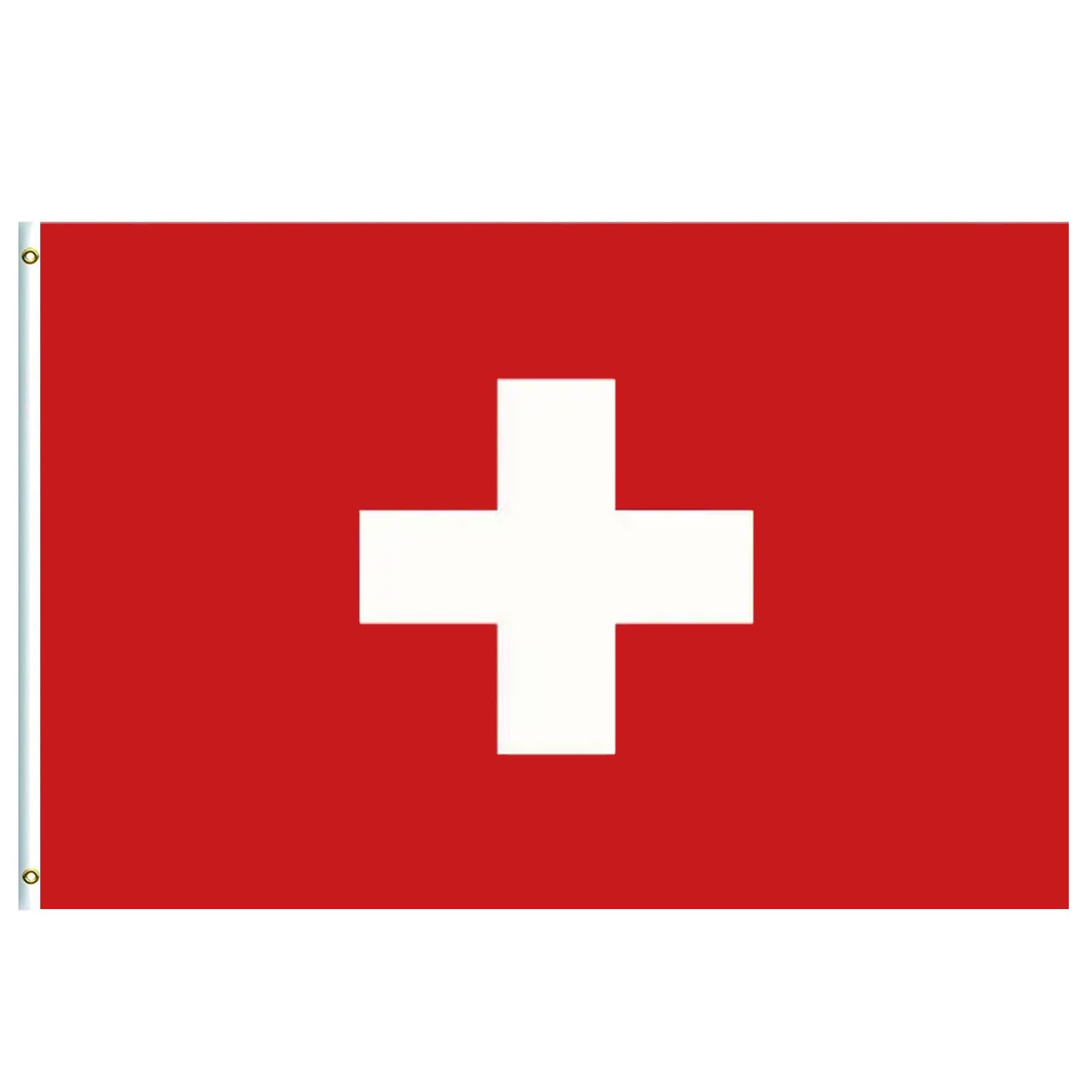 Large Switzerland Flag 5ftx3ft,Switzerland Decorations Flag Big Swiss Flags National Flag with Eyelets for Oly 2024 Decorations,Indoor Outdoor Switzerland Party Decorations โ image 1
