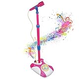 Karaoke Disco Light Adjustable Mic & Speaker Stand! Includes 12 pre-Loaded Popular Songs and Connects to iPods, Smartphones & MP3 Players (Pink)
