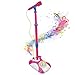 Karaoke Disco Light Adjustable Mic & Speaker Stand! Includes 12 pre-Loaded Popular Songs and Connects to iPods, Smartphones & MP3 Players (Pink)