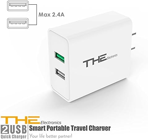 (Qualcomm Certified) THE Electronics Quick charge 3.0 USB 30W Watt Fast charging US Travel AC wall adapter for Samsung Motorola Nokia HTC Lenovo Smartphone Tablets (White 2 Port)