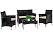 Patio Furniture Set 4 Piece Outdoor Wicker Sofas Rattan Chair Wicker Conversation Set Coffee Table Bistro Sets for Pool Backyard Lawn (Black) primary