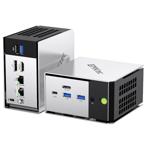 GMKtec Mini PC, M8 Desktop Computer with AMD Ryzen 5 PRO 6650H (6C/12T, up to 4.50 GHz), Dual 2.5GbE LAN, 16GB LPDDR5 RAM + 1TB PCIe SSD, Oculink, USB4, HDMI, and USB-C