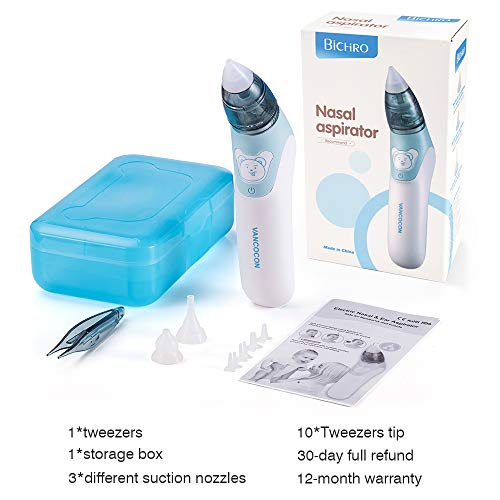 Flend Nasal Aspirator Baby Nose Cleaner Electric Ear Wax Remover with 4