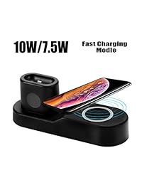 Blaulock W3 Soporte de carga inalámbrico 4 en 1, estación de carga para AirPods, cargador para iWatch Series 1 2 3, Qi Fast inalámbrico cargador Dock para iPhone 8 x Xs Xs Max, Samsung S8 y otros dispositivos Qi, S