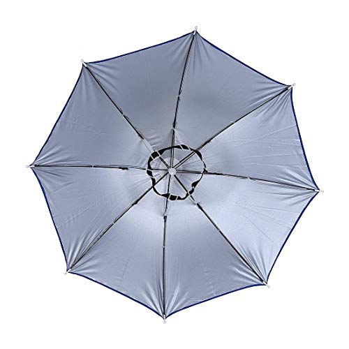 Chinmor 26" Diameter Elastic Band Fishing Headwear Umbrella Hat Dark Blue