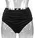 COCOSHIP Women's Black High Waisted Bikini Bottom Side Ruching Bikini Swim Brief(FBA)