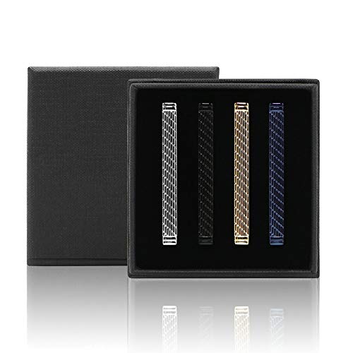 MOZETO Tie Clip, Black Gold Blue Silver Tie Clips for Men, Shining Style Tie Bar Set for Regular Ties