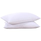 puredown&reg; Goose Feathers and Down White Pillows with 100% Cotton Cover, Bed Sleeping Hotel Collection Pillows Set of 2, Standard Size