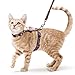EXPAWLORER Cat Escape Proof Harness with Leash Set - with Detachable Pink Flower Paisley Pattern H Style Harness for Walking Purple