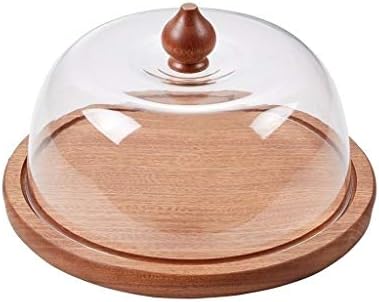 Csqプレート 8 11インチのケーキトレイ 木製デザートパン皿 プレート家庭用食品プラスチックダストカバーホテルのサラダチーズドーナツドームチップ ディップサーバー 軽量 Size 24 10 5cm