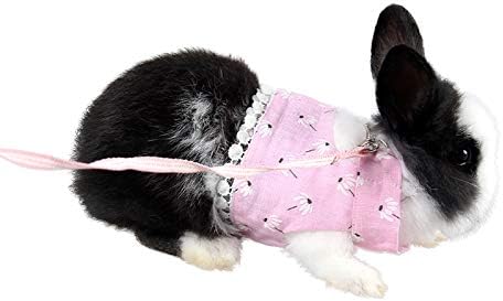 Rabbit Ferret Harness Leash Adjustable Walking Leashes Set for Chinchilla Gerbil Squirrel Guinea Pigs Bunny -Small Animals Pet Harness Leash (Pink)