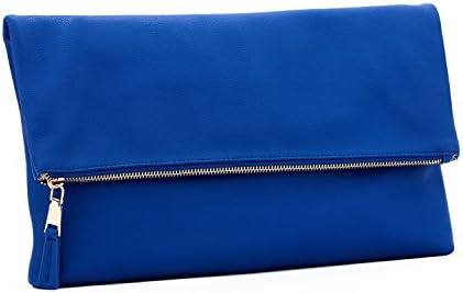 BYSUMMER MARKFRAN Oversized( 8.5 (L)14(W) 1(D) ) Foldover Clutch(Royal Blue)